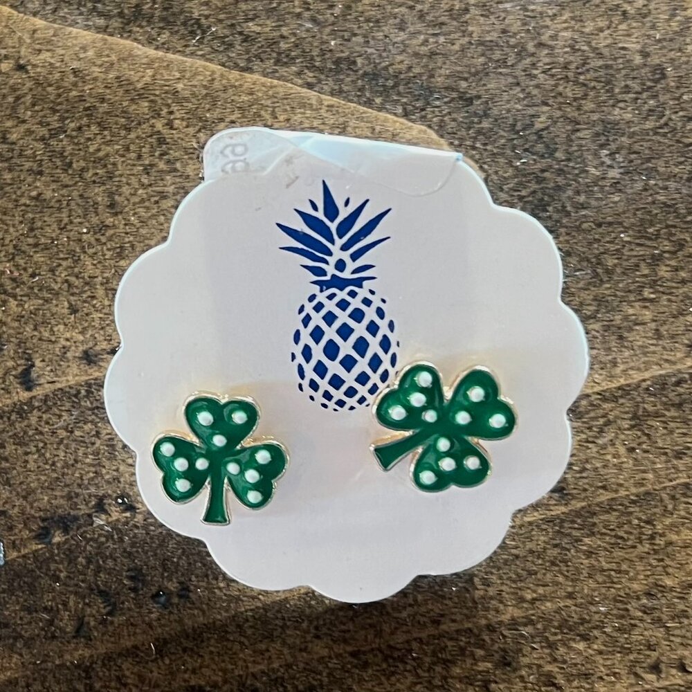 Prep Obsessed - Shamrock Enamel Stud Earrings